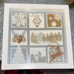 Elegant Holiday Shadow Box with Gold and Silver Details
